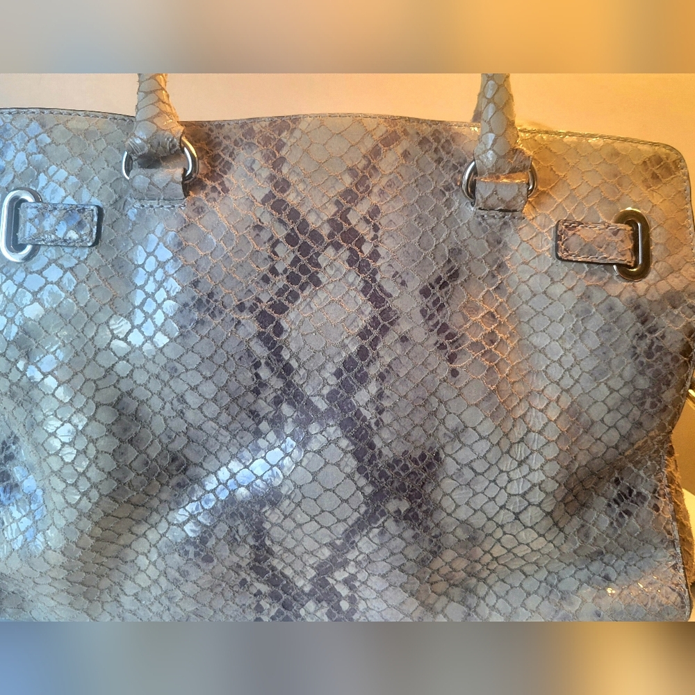 Michael Kors Grey & Silver Python Large Satchel - image 7